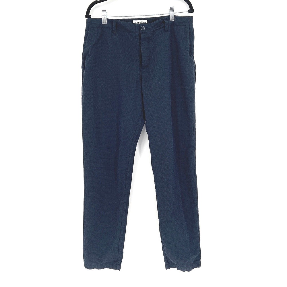 YMC You Must Create London Navy Cotton Linen Trousers Size 34 Quiet Luxury Italy